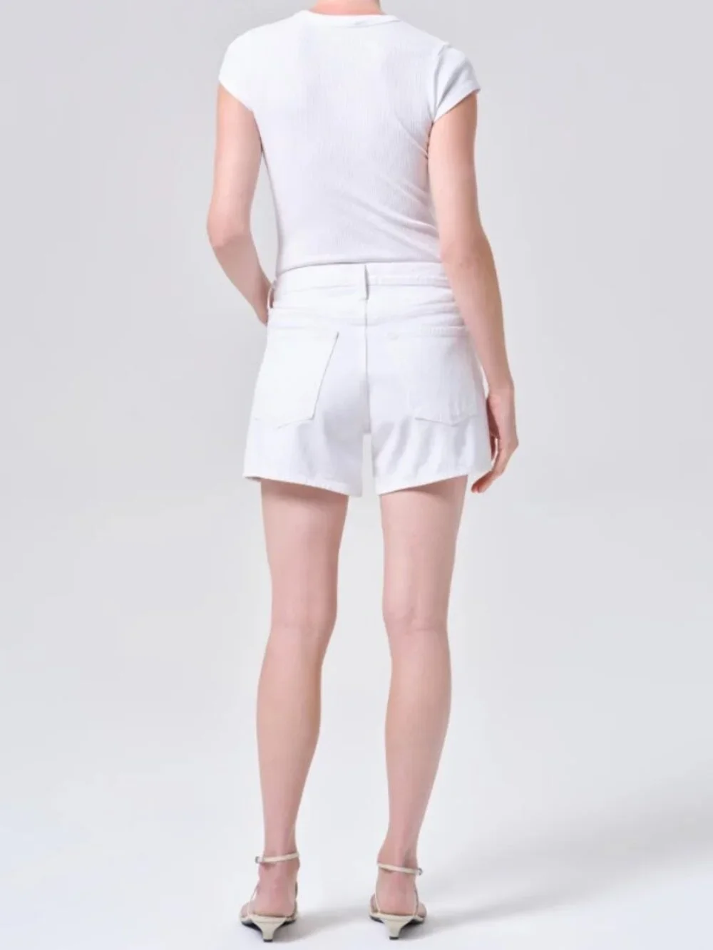 AGOLDE Parker Long High Rise Organic Cotton Denim Shorts White A9127-1183